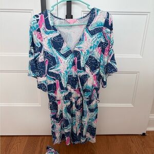 Lilly Pulitzer Blue and Pink Patterned Dress